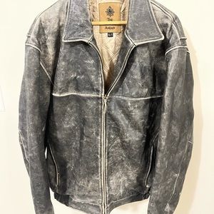 The Territory Ahead Distressed black leather jacket XL/T